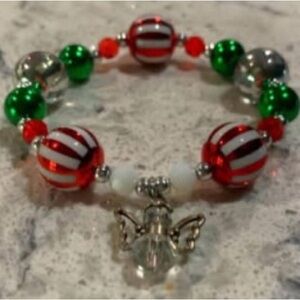 Festive Beaded Bracelet with Angel Charm
